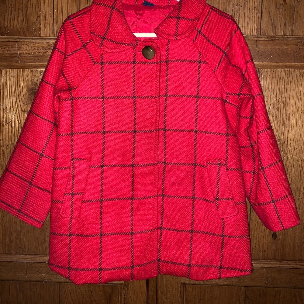 Gap Girls Penelope Plaid Wool Blend Peacoat 5T